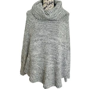 Maison Jules Cowl Neck Knit Batwing Poncho Sweater Dolman Heathered Gray…